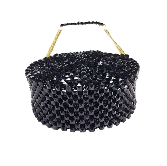 Beaded crossbody bag with chain black unique - Picture 7 of 7